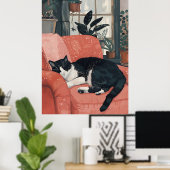 Poster La sieste tropicale : Chat douillet dans la Jungle (Bureau à domicile)