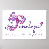 Poster La signification du nom Penelope initial P doodle  (Devant)