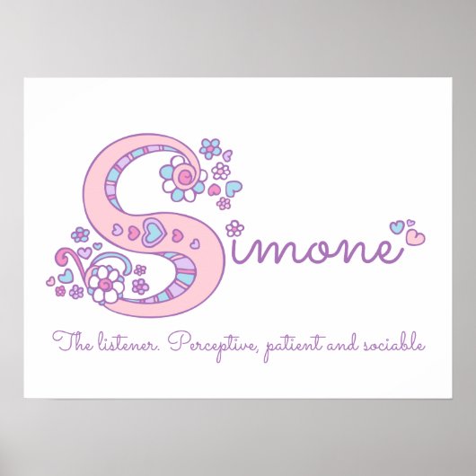 Poster La signification du nom Simone avec un S en lettre (Devant)