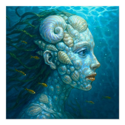 Poster La Sirène en coquillages (Devant)