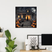 Poster La sorcière d'Halloween et la maison hantée (Bureau à domicile)