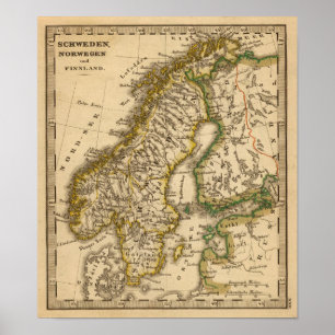 Poster La Suède, la Norvège, et la Finlande