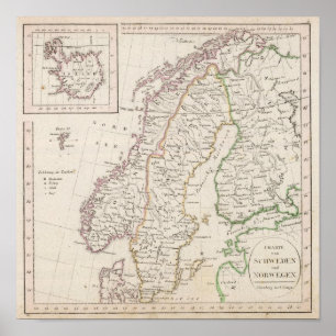 Poster La Suède, Norvège, Islande