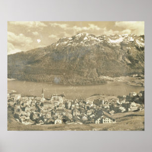 Poster La Suisse vintage, St Moritz et le lac 1906