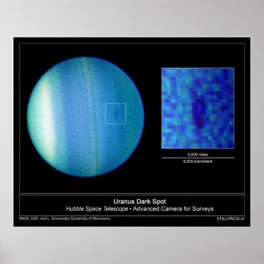 Poster La tache noire sur l'Uranus de la planète de Hubbl (Devant)
