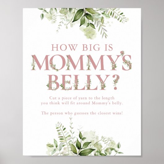 Poster La taille du Baby shower rose du ventre de maman (Devant)