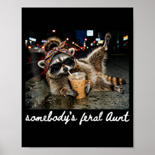Poster La Tante Sauvage de Quelqu'un Café Glacé Raccoon S
