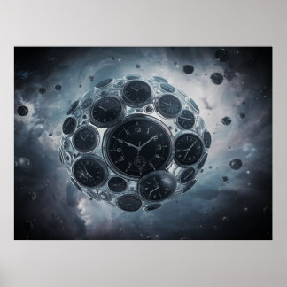 Poster La Terre affichant l'heure de votre vie sur le mur