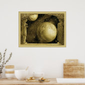 Poster La Terre avec la Voie Lactée et la Lune (Cuisine)