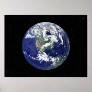 Poster La terre entièrement allumée portée sur l'Amérique
