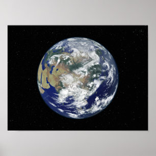 Poster La Terre entièrement éclairée centrée sur l'Asie