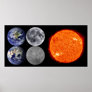 Poster La Terre et la Lune de l'espace et du soleil