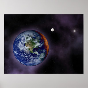 Poster La terre montrée aux bords externes