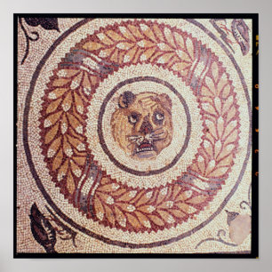 Poster La tête du tigre, mosaïque romaine, 4ème siècle