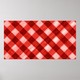 Poster La texture du rouge vif de la gingham de reliure f