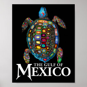 Poster La Tortue De Mer Graphique Golfe Du Mexique N'Oubl