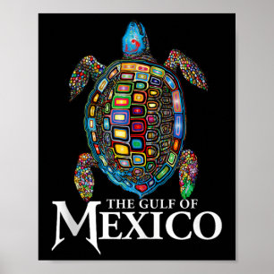 Poster La Tortue De Mer Graphique Golfe Du Mexique N'Oubl