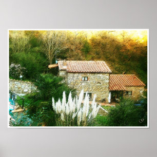 Poster La Toscane. L'Italie. Cortona. Ferme rustique
