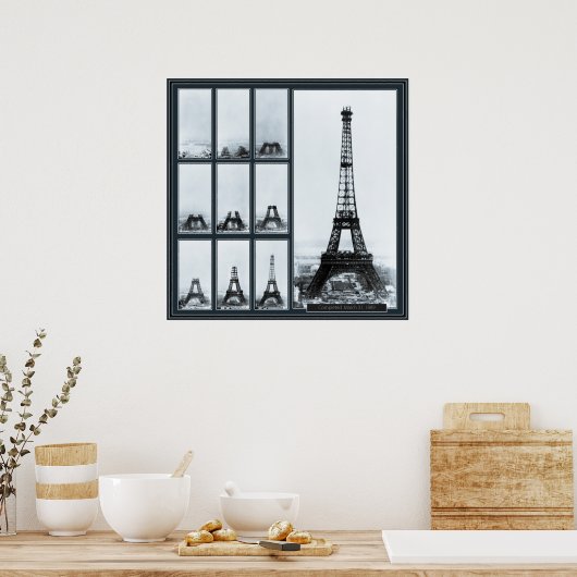 Poster La tour de Gustav Eiffel en construction (Cuisine)