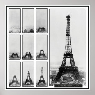 Poster La tour de Gustav Eiffel en construction