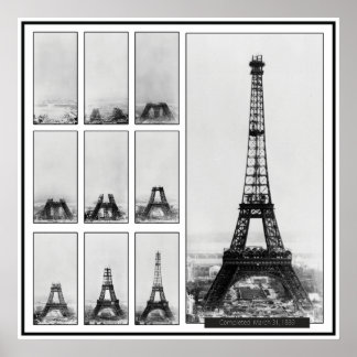 Poster La tour de Gustav Eiffel en construction