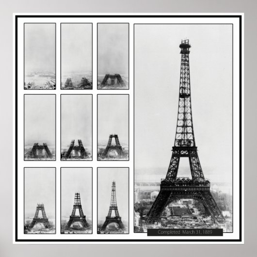 Poster La tour de Gustav Eiffel en construction (Devant)