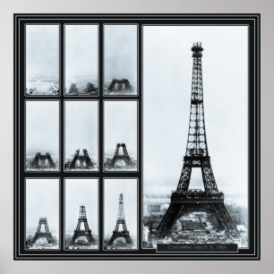 Poster La tour de Gustav Eiffel en construction