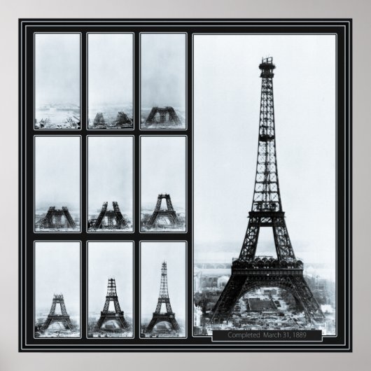 Poster La tour de Gustav Eiffel en construction (Devant)