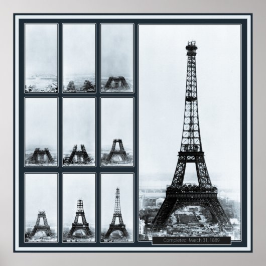 Poster La tour de Gustav Eiffel en construction (Devant)
