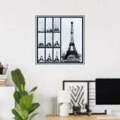 Poster La tour de Gustav Eiffel en construction (Bureau à domicile)