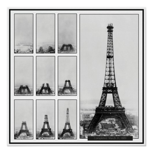 Poster La tour de Gustav Eiffel en construction à Paris (Devant)