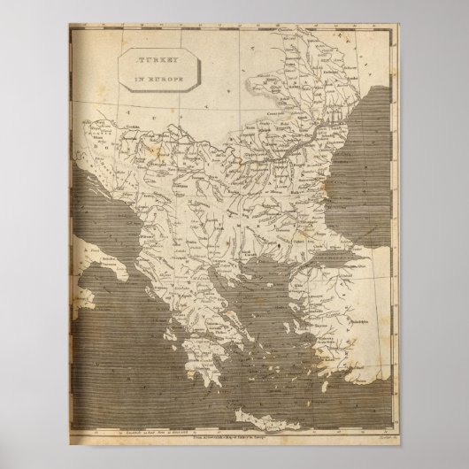 Poster La Turquie en Europe Carte par Arrowsmith (Devant)