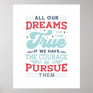 Poster La typographie de lettrage rouge et bleu Dreams Ca