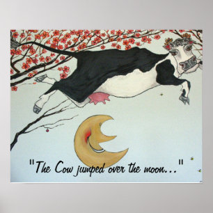 Poster La vache sautée au-dessus de la copie de lune
