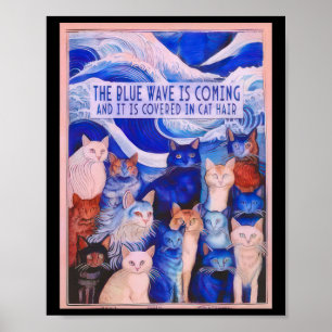 Poster La Vague Bleue Arrive Et Elle Est Couverte De Chat