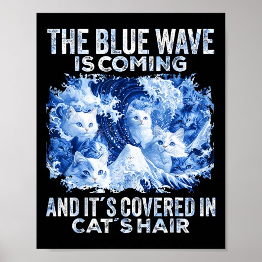 Poster La Vague Bleue Vient Couverte De Cheveux De Chat D (Devant)