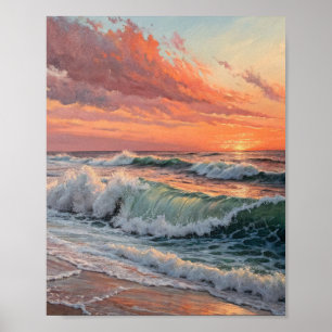 Poster La Vague Dorée : Une Symphonie de Nuages Radieux