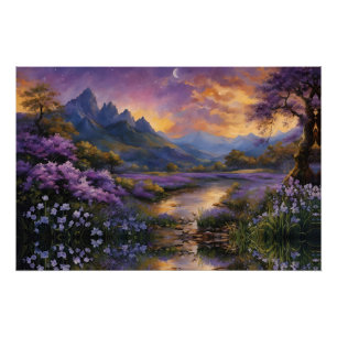 Poster La vallée de la Lavande à l'aube