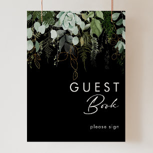 Poster La verdure et la feuille d'or Black Guest Book S