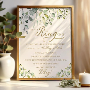 Poster La verdure Mets-lui une bague jeu de Baby Shower d