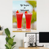 Poster La vie commence à la retraite - Boissons tropicale (Bureau à domicile)