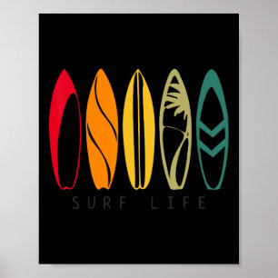 Poster La vie de surf Surf vintage Rétro Planche de surf