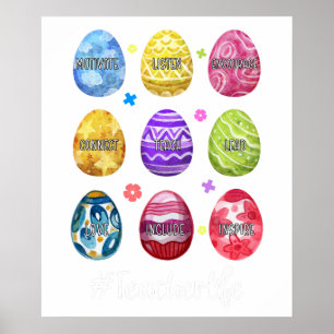 Poster la vie d'enseignant oeufs, rétro, vintage