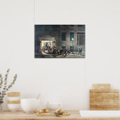 Poster La vie d'un pompier - L'alarme nocturne - 1854 (Cuisine)