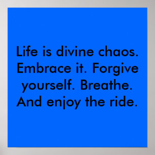 Poster La vie est chaos divin. Embrassez-la. Pardonnez le