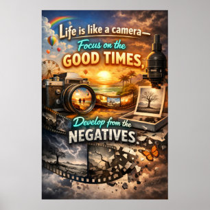Poster La vie est comme un appareil photo Focus Typograph
