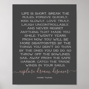 Poster La vie est courte Rompre les règles Mark Twain Cit