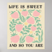 Poster La vie est des fraises douces Citation inspirante (Devant)