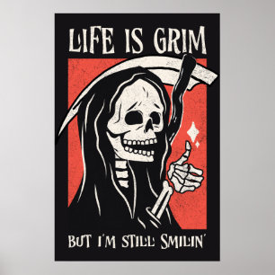 Poster La Vie Est Grave Drôle Grave Faucheuse Drôle Jeu S