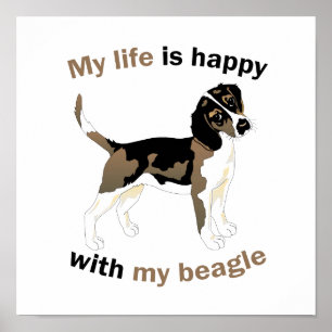 Poster La vie est heureuse avec mon beagle